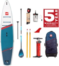 Red Paddle Co. Red Paddle Co 12’8 Sport MSL Inflatable SUP + Hybrid Tough Paddle White-Blue-Dark Blue