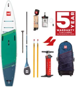 Red Paddle Co. Red Paddle Co 12’8 Voyager MSL Inflatable SUP + Prime Paddle White-Green-Dark Blue